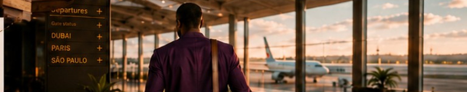 A traveller walking through an airport terminal towards aircraft at sunrise
